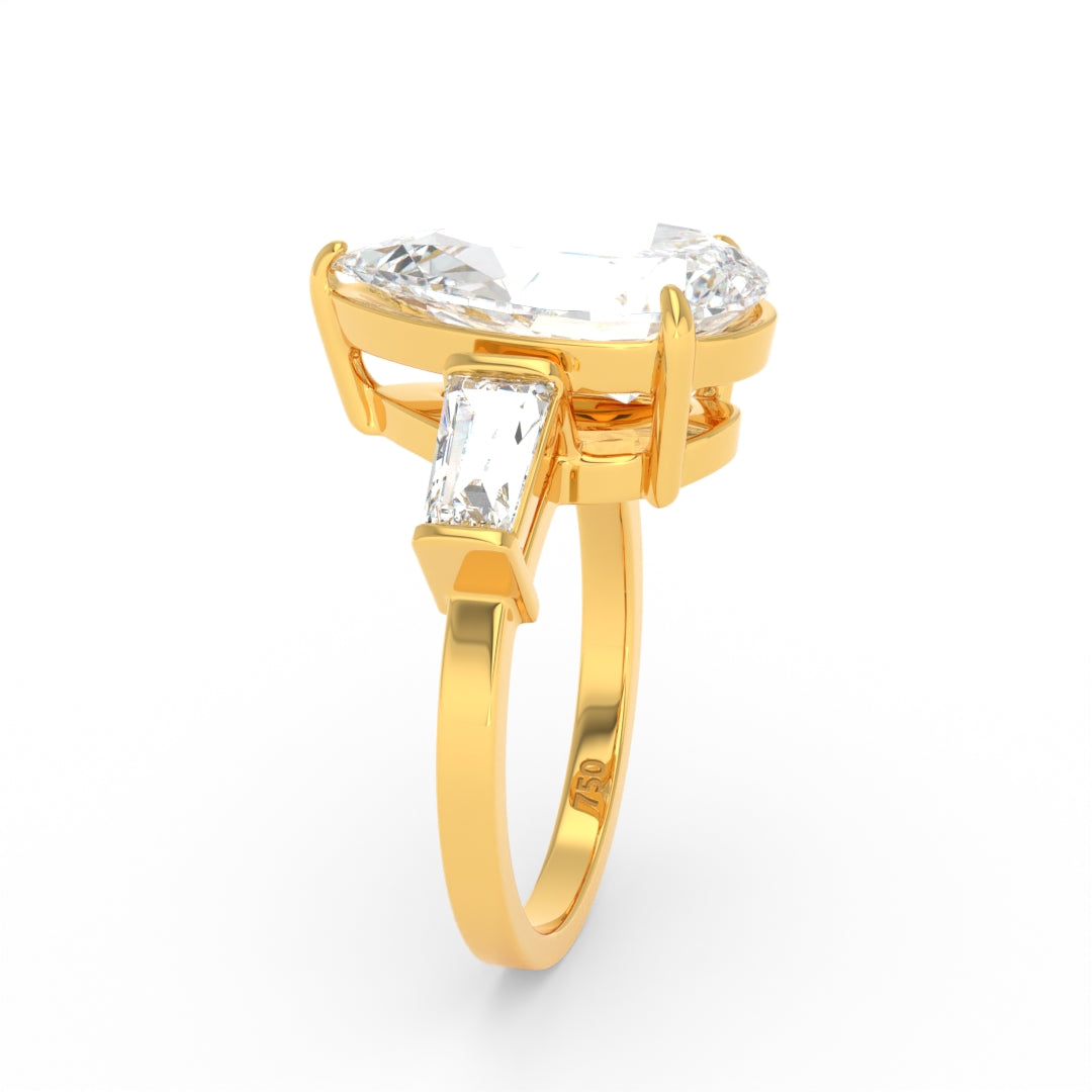 Mary Pear Cut Diamond Engagement Ring With Tapering Baguettes Cut Side Diamonds