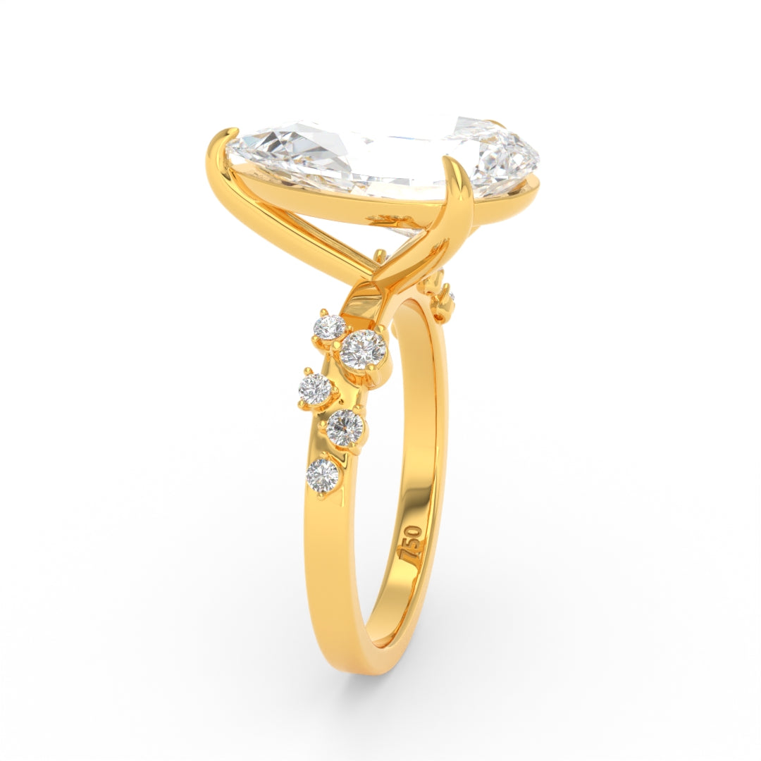 Layla Pear Cut Diamond Engagement Ring With Diamond Accent Band