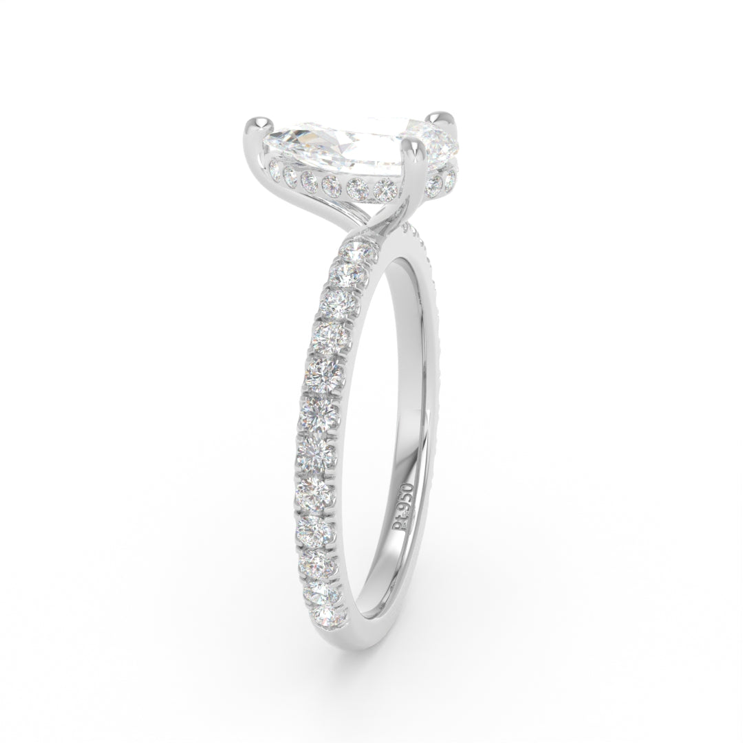 Chloé Pear Cut Diamond Engagement Ring with Diamond Hidden Halo and Diamond Band