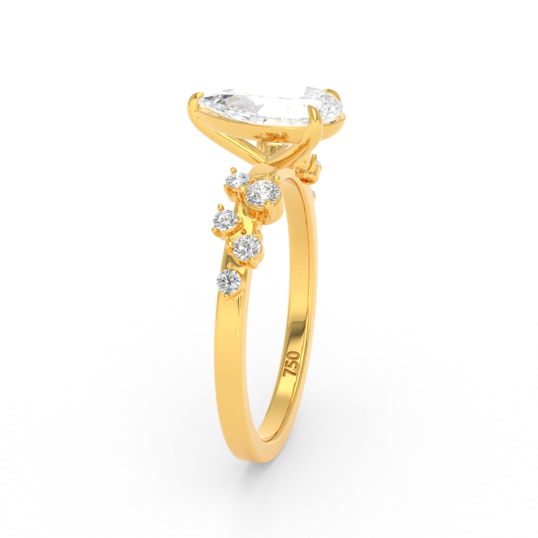 Layla Pear Cut Diamond Engagement Ring With Diamond Accent Band