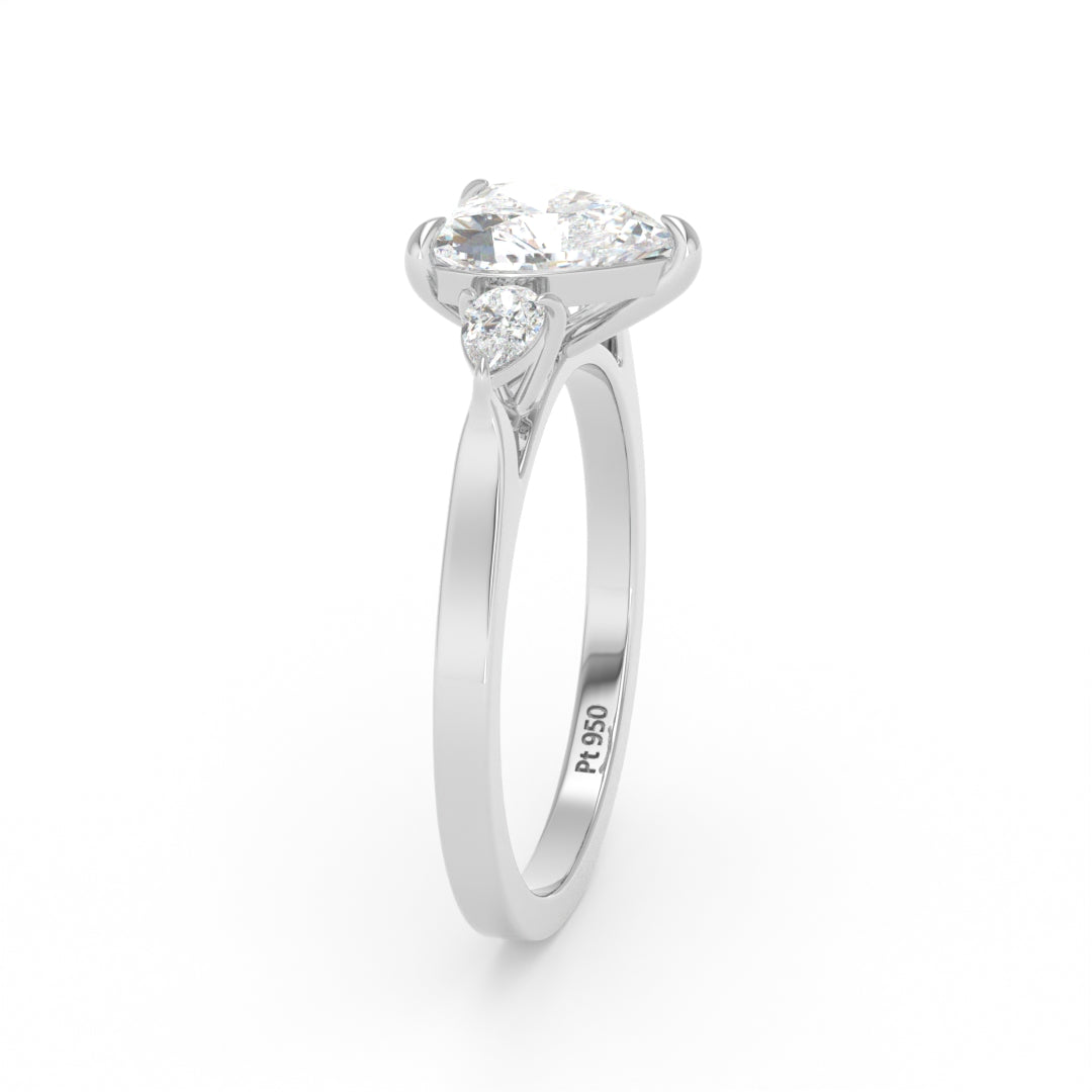 Sofia Heart Cut Diamond Engagement Ring With A Pear Cut Side Diamonds