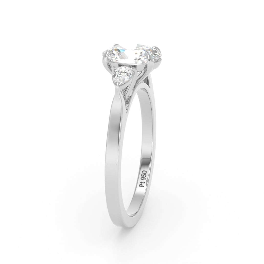 Sofia Oval Cut Diamond Engagement Ring With A Pear Cut Side Diamonds