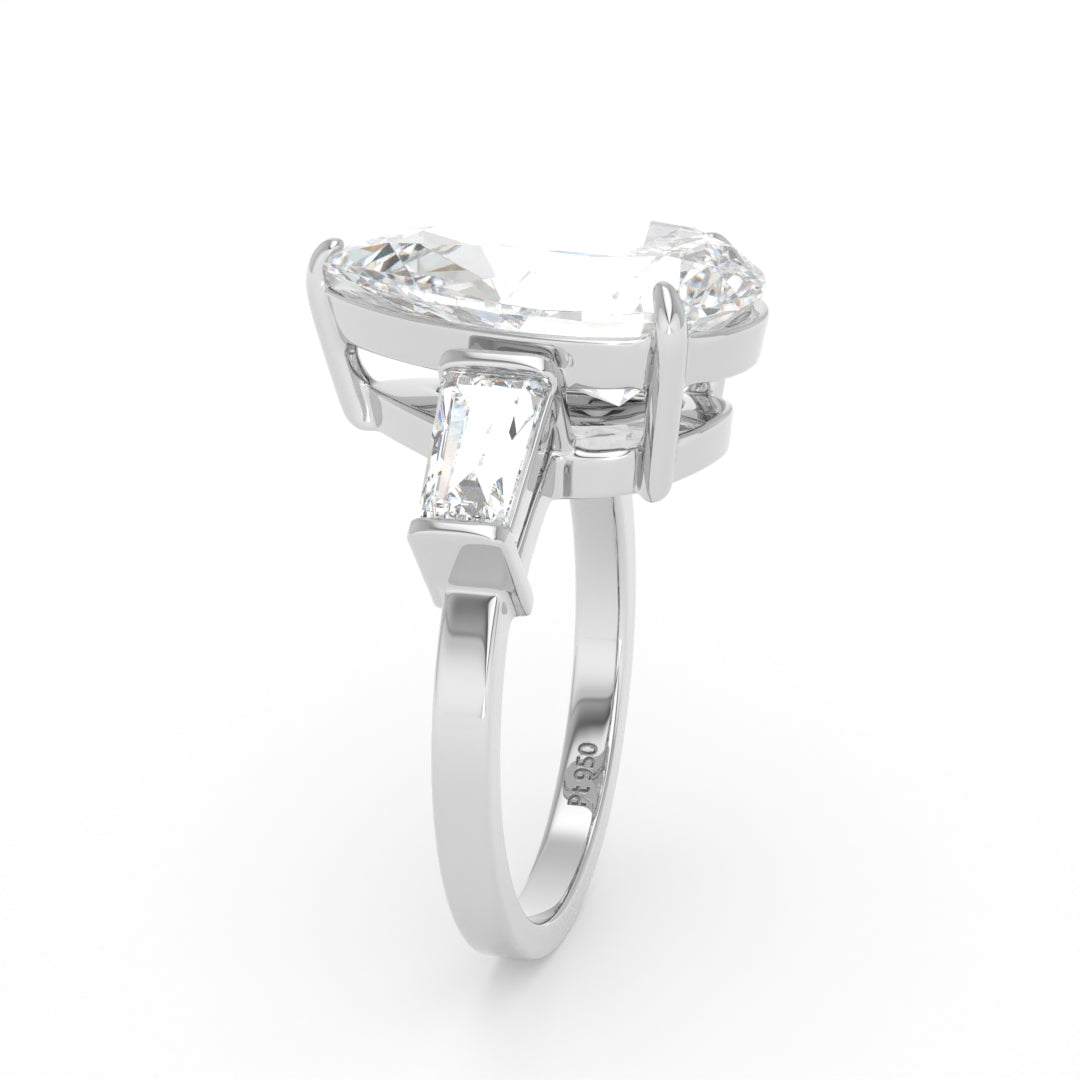 Mary Pear Cut Diamond Engagement Ring With Tapering Baguettes Cut Side Diamonds