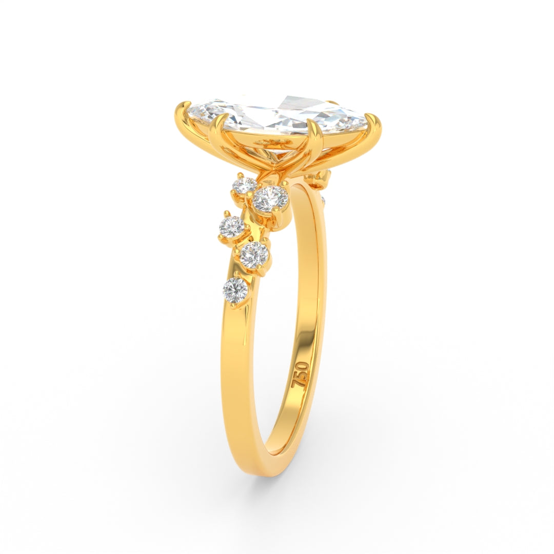 Layla Marquise Cut Diamond Engagement Ring With Accent Band