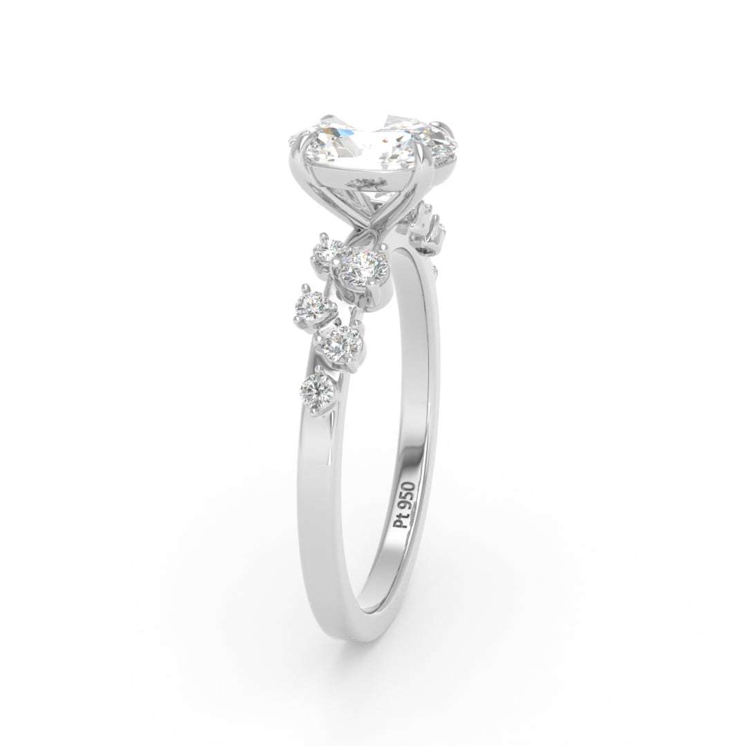 Layla Oval Cut Diamond Engagement Ring With Diamond Accent Band