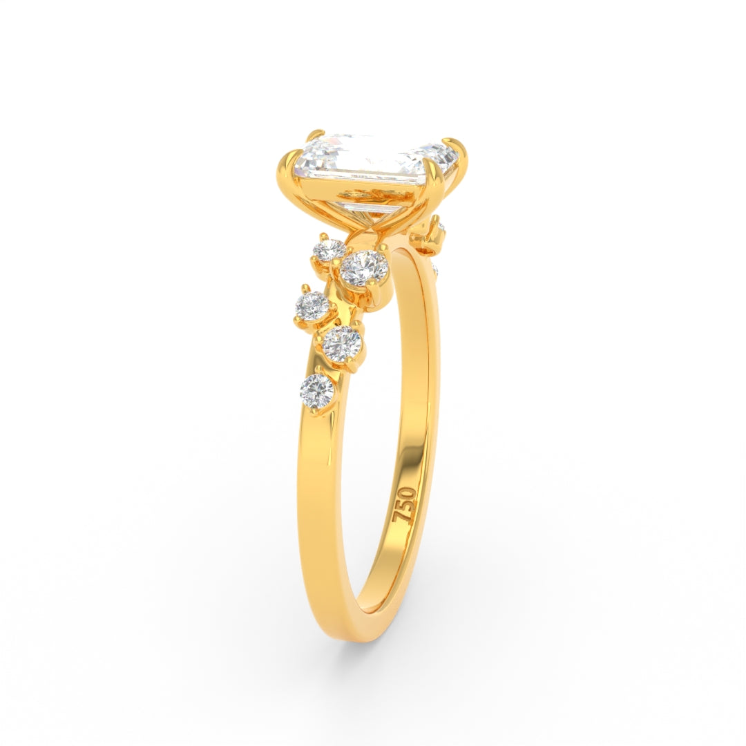 Layla Emerald Cut Diamond Engagement Ring with Accent Band