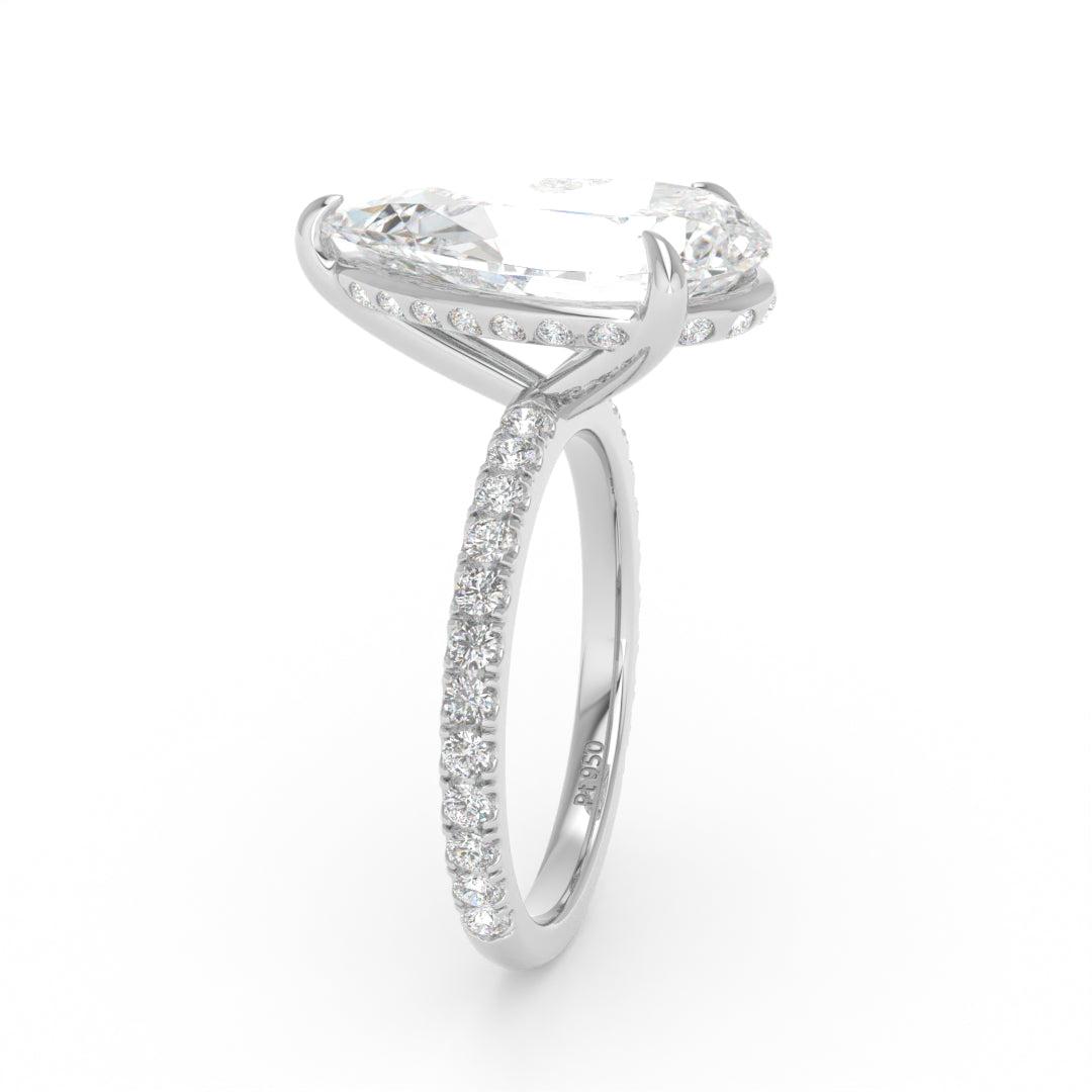 Chloé Pear Cut Diamond Engagement Ring with Diamond Hidden Halo and Diamond Band