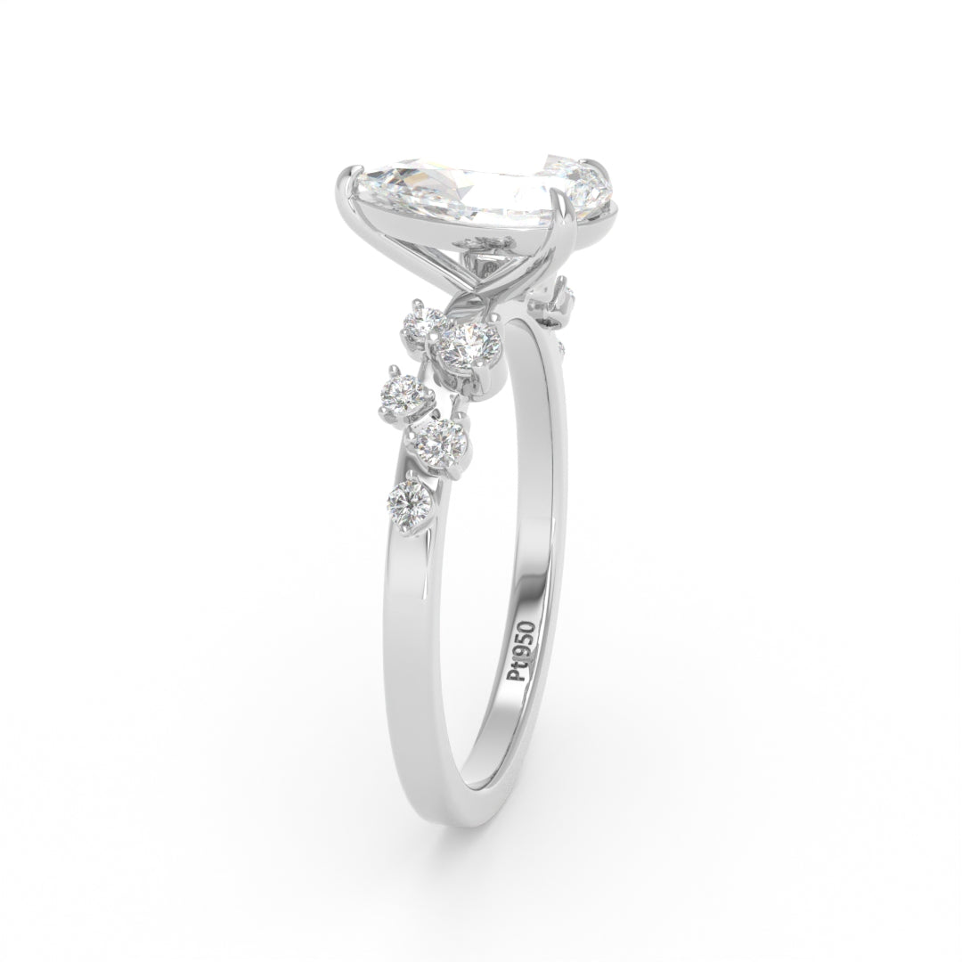 Layla Pear Cut Diamond Engagement Ring With Diamond Accent Band