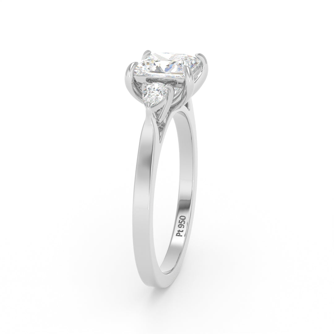Sofia Princess Cut Diamond Engagement Ring With A Pear sides