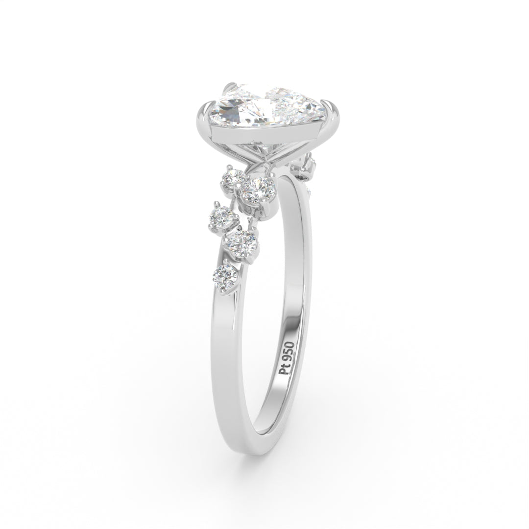 Layla Heart Cut Diamond Engagement Ring with Diamond Accent Band