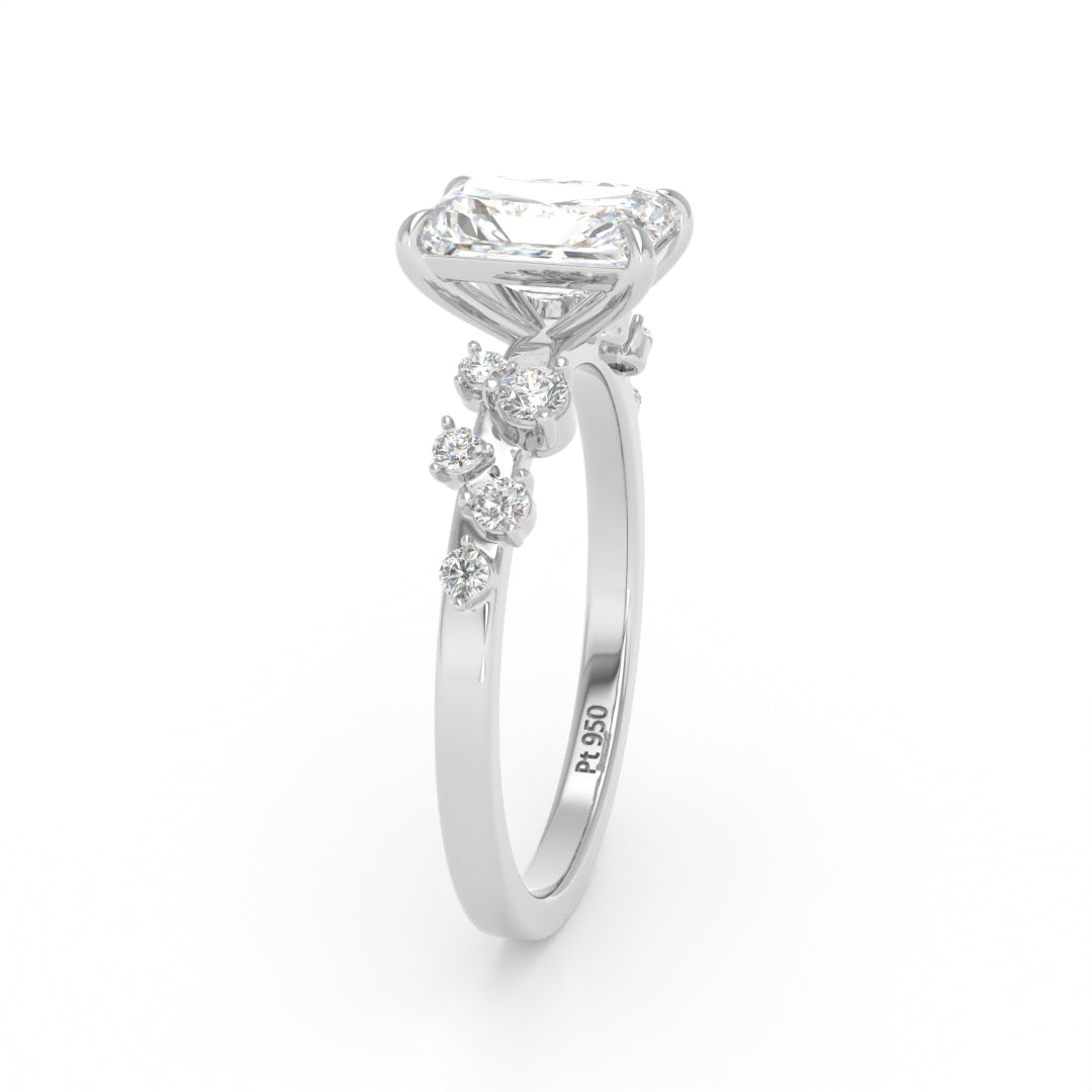 Layla Radiant Cut Diamond Engagement Ring With Accent Band