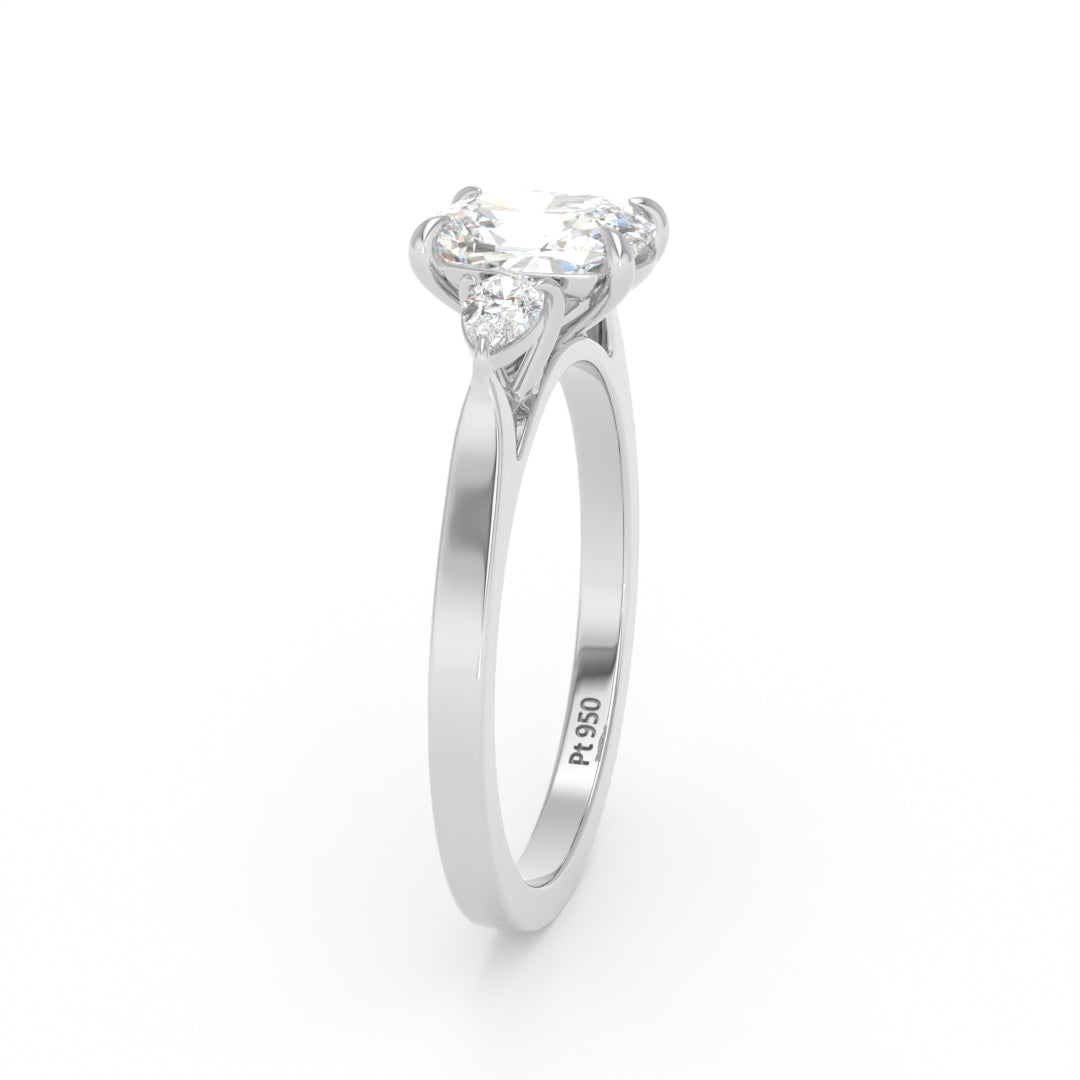 Sofia Cushion Cut Diamond Engagement Ring With A Pear Cut Side Diamonds