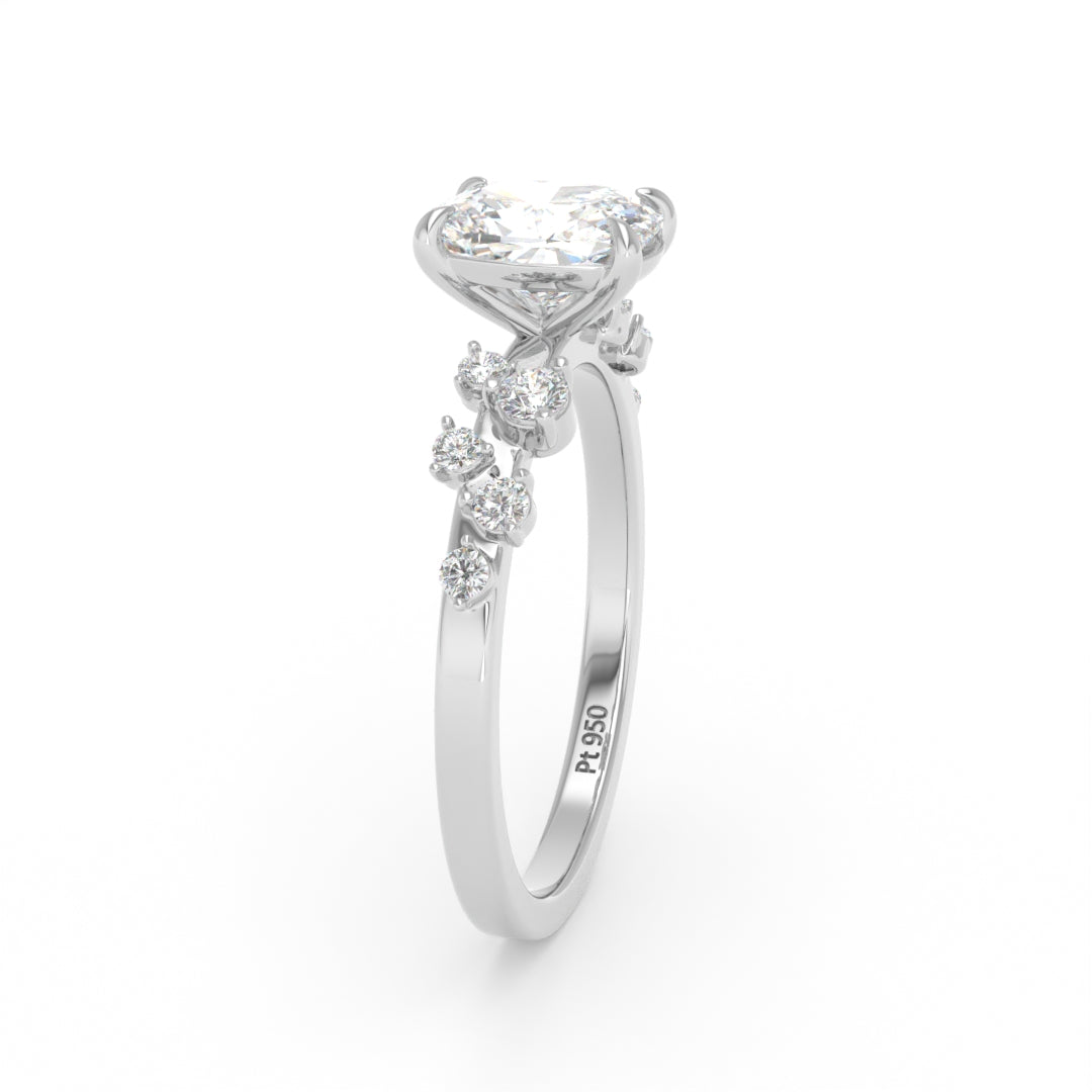 Layla Cushion Diamond Engagement Ring With Diamond Accent Band