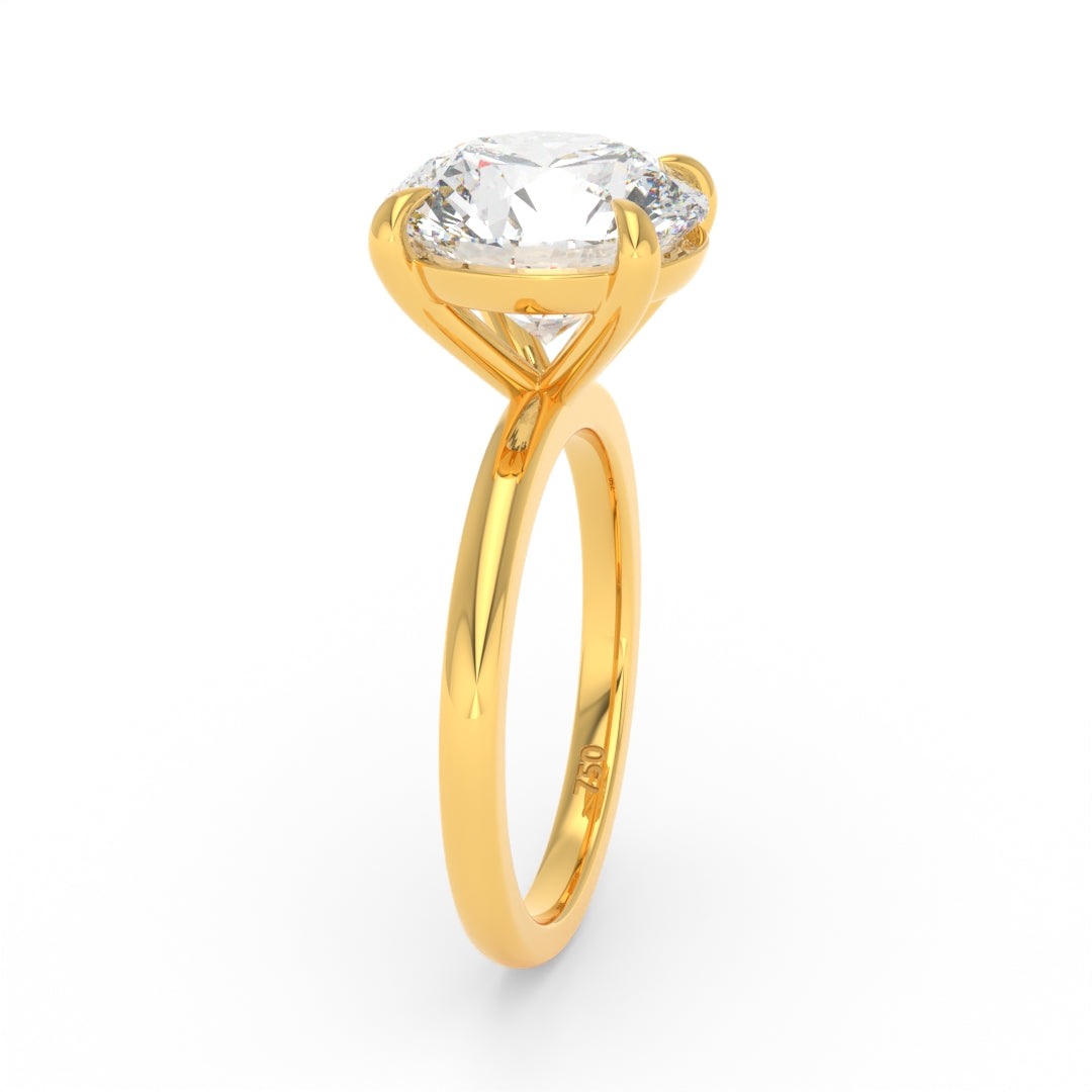 Noémie Solitaire Cushion Cut With Diamond Engagement Ring