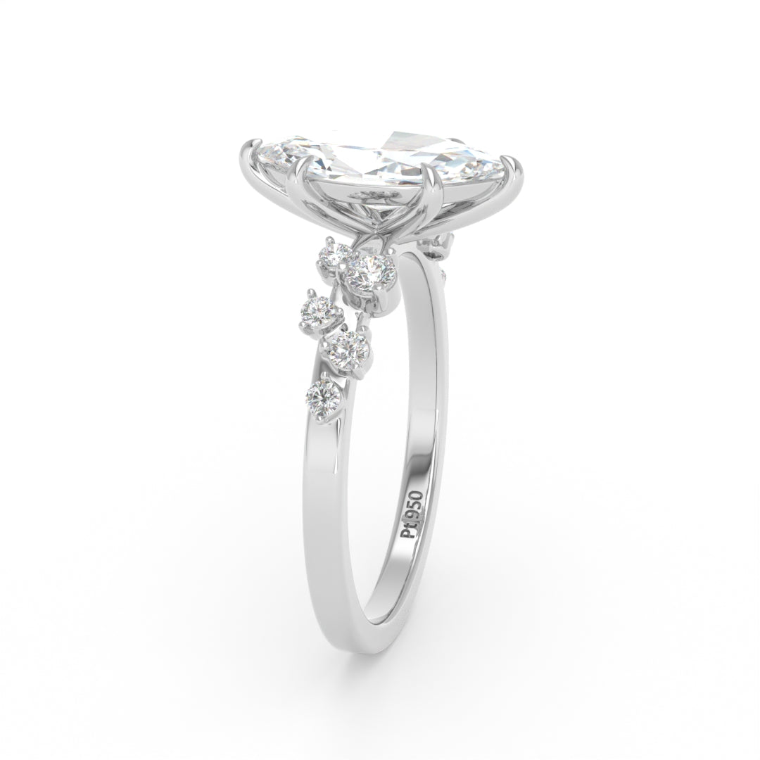 Layla Marquise Cut Diamond Engagement Ring With Accent Band