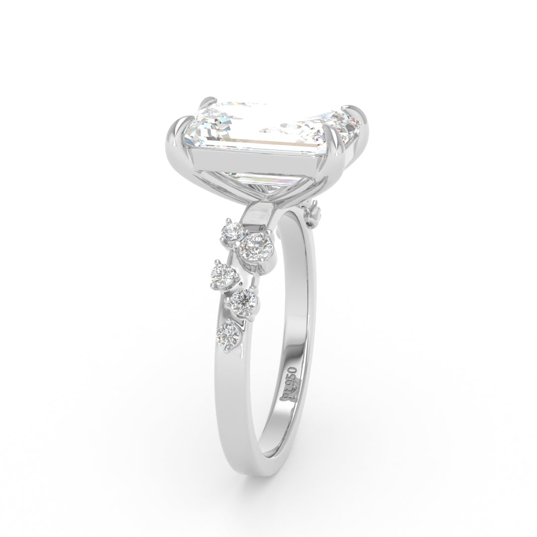 Layla Emerald Cut Diamond Engagement Ring with Accent Band
