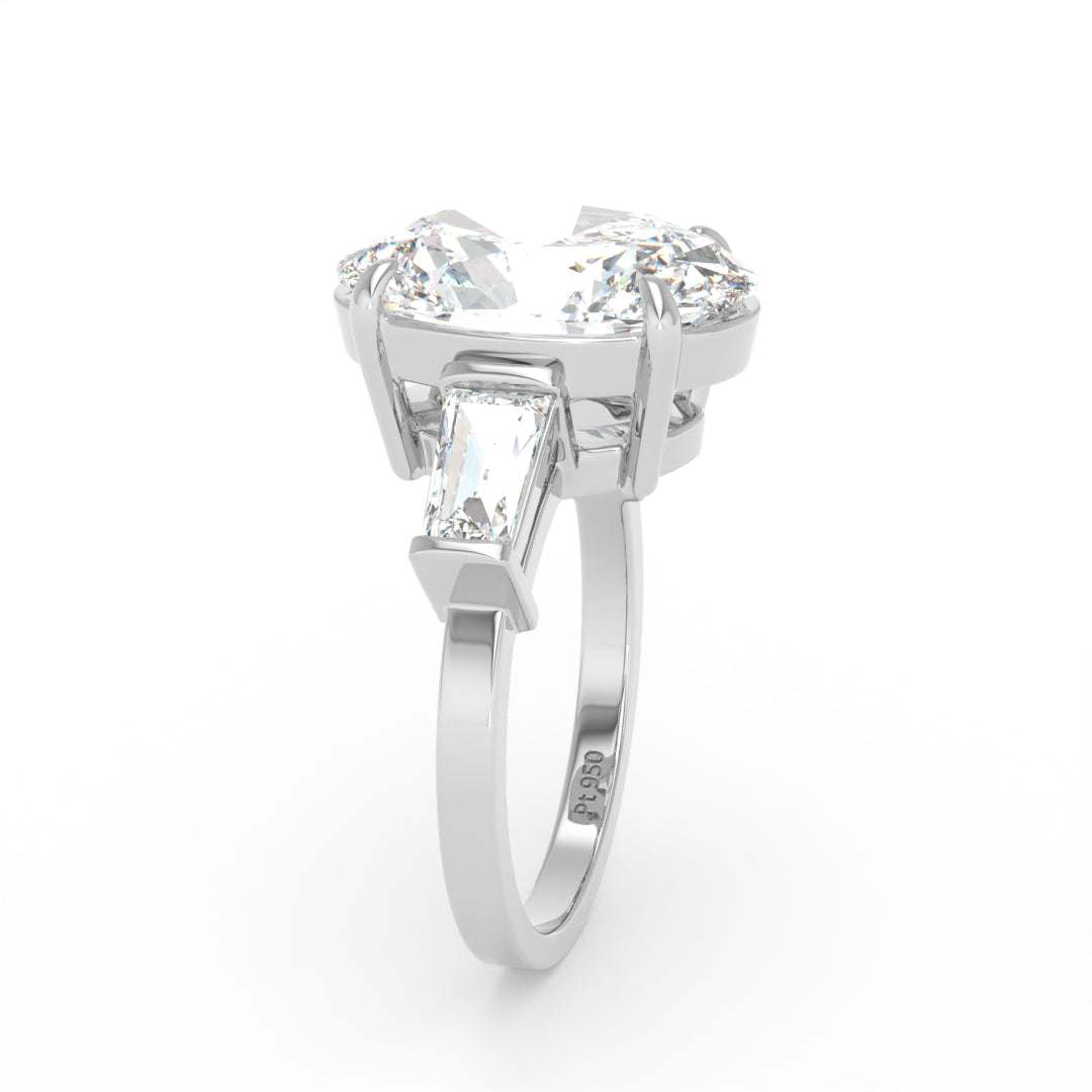Mary Oval Cut Diamond Engagement Ring With Tapering Baguettes Cut Side Diamond