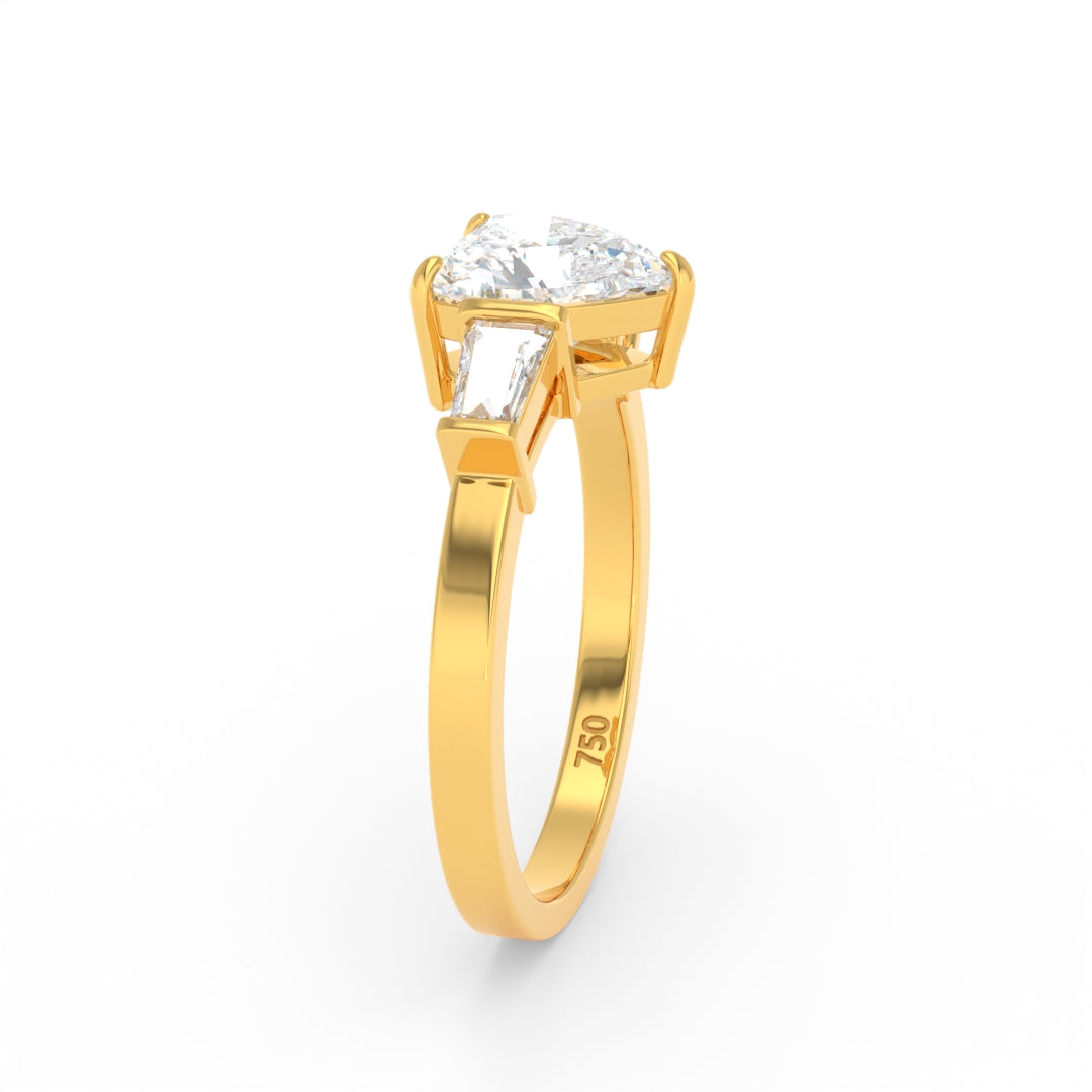 Mary Heart Cut Diamond Engagement Ring with Tapering Baguettes Cut Side Diamonds