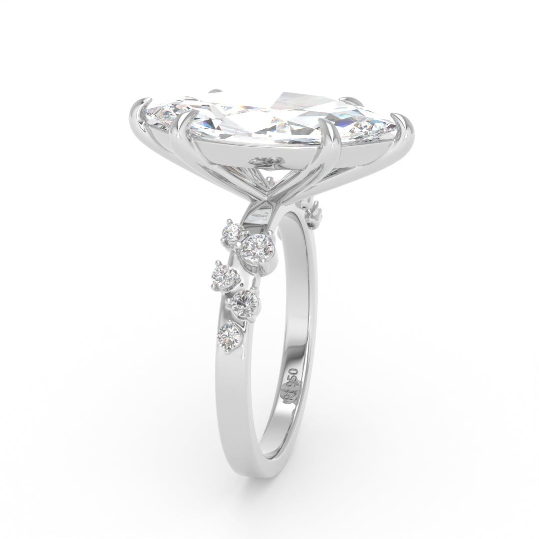 Layla Marquise Cut Diamond Engagement Ring With Accent Band
