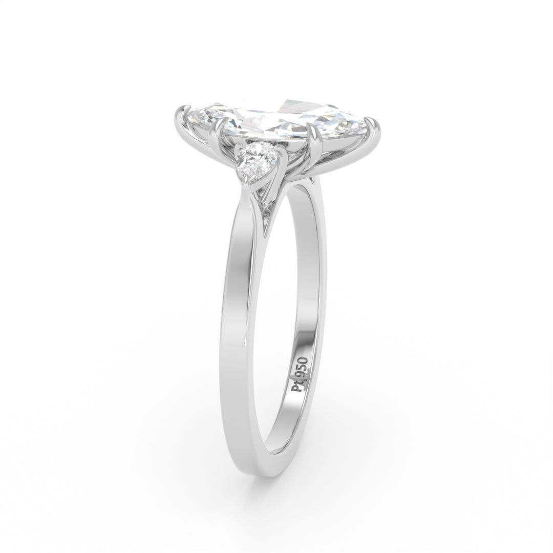 Sofia Marquise Cut Diamond Engagement Ring with Pear Cut Side Diamonds