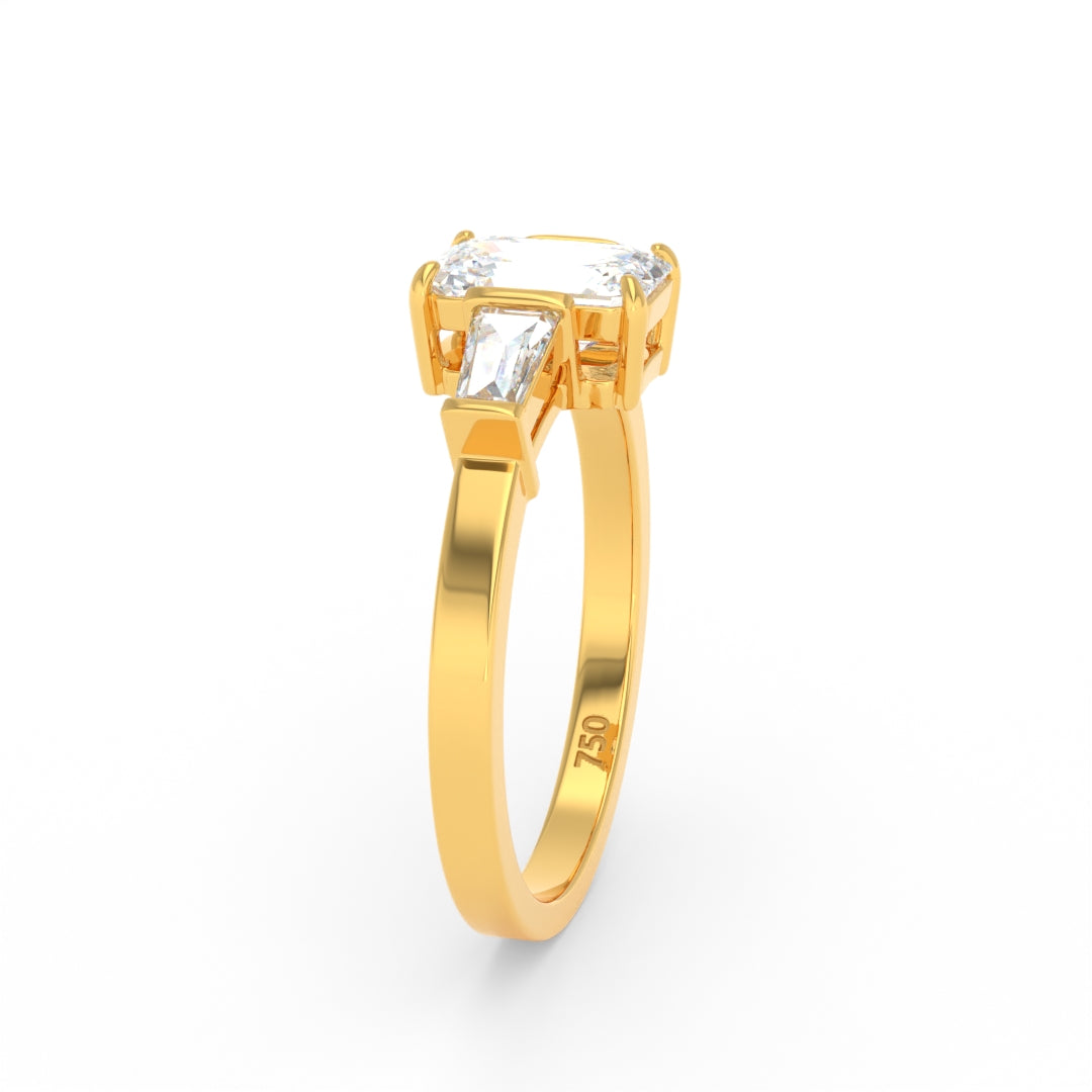 Mary Emerald Cut Diamond Engagement Ring with Tapering Baguette Cut Side Diamonds