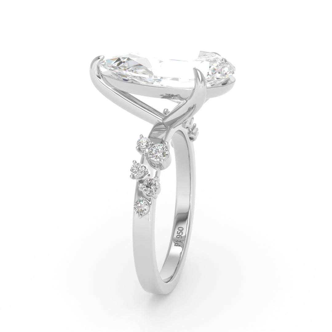 Layla Pear Cut Diamond Engagement Ring With Diamond Accent Band