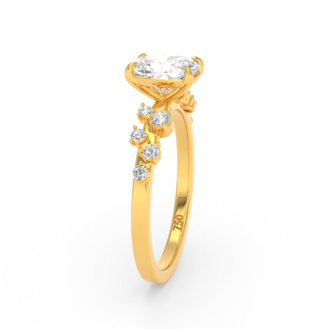 Layla Cushion Diamond Engagement Ring With Diamond Accent Band