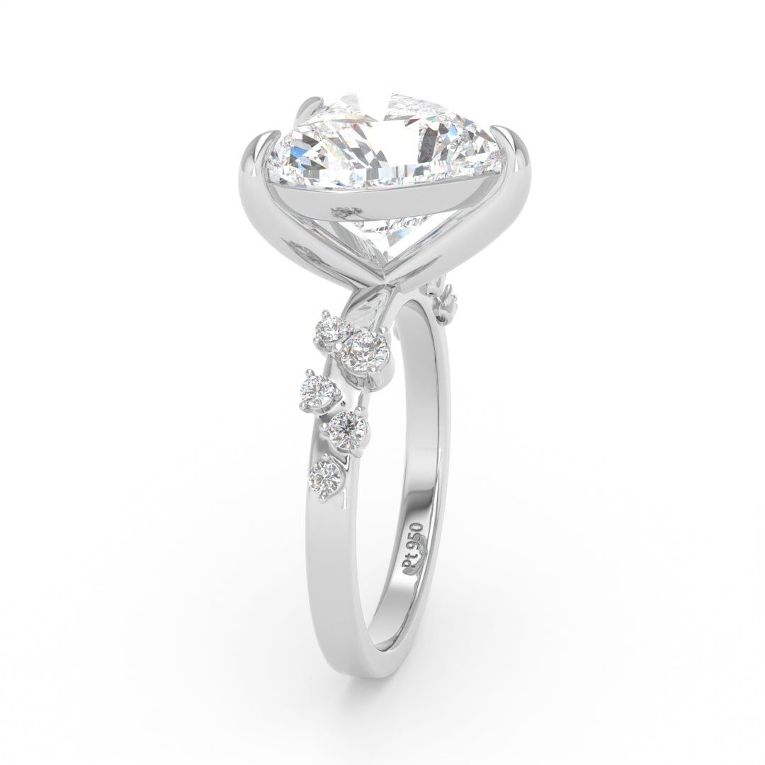 Layla Heart Cut Diamond Engagement Ring with Diamond Accent Band