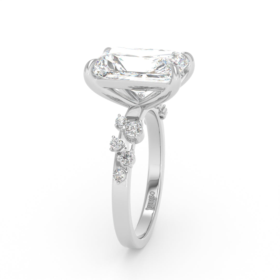 Layla Radiant Cut Diamond Engagement Ring With Accent Band