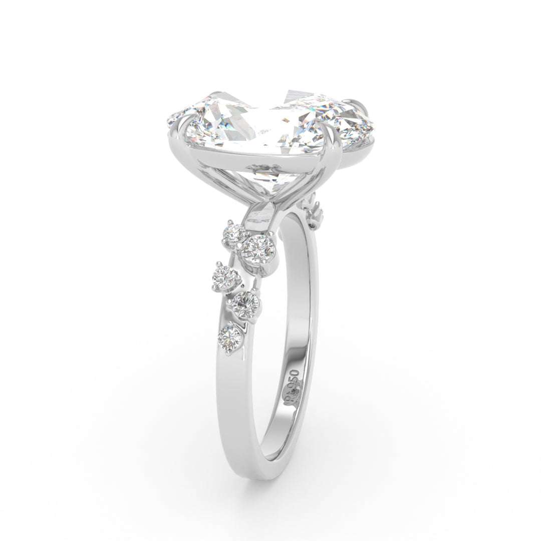 Layla Oval Cut Diamond Engagement Ring With Diamond Accent Band