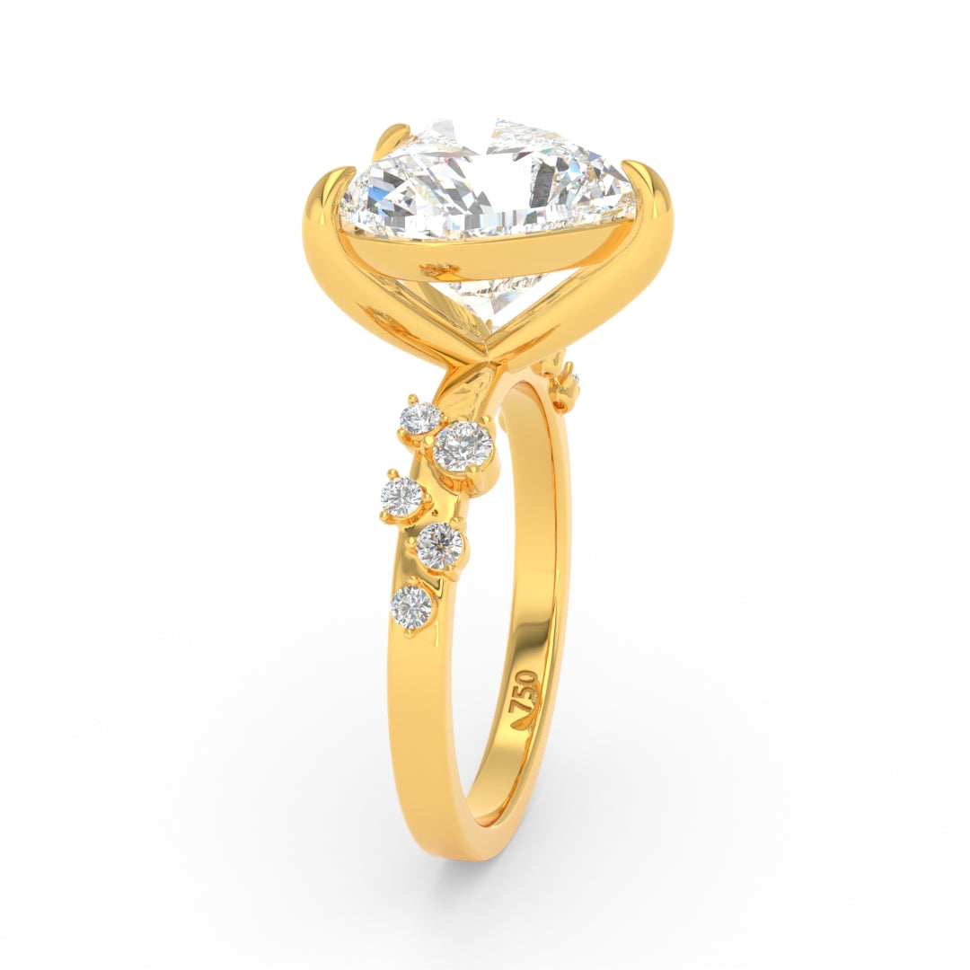 Layla Heart Cut Diamond Engagement Ring with Diamond Accent Band