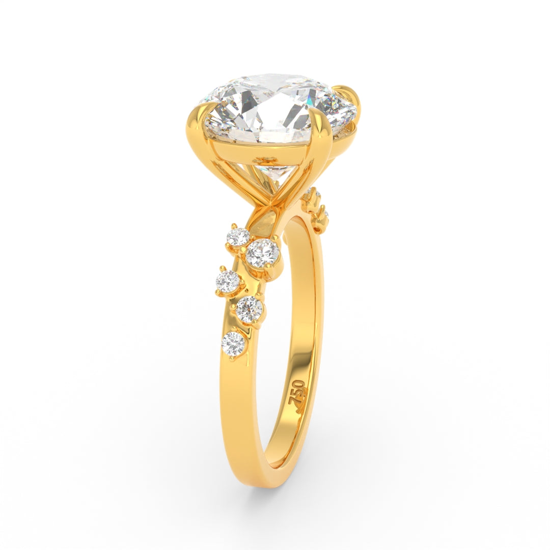 Layla Round Brilliant Cut Diamond Engagement Ring With Diamond Accent Band
