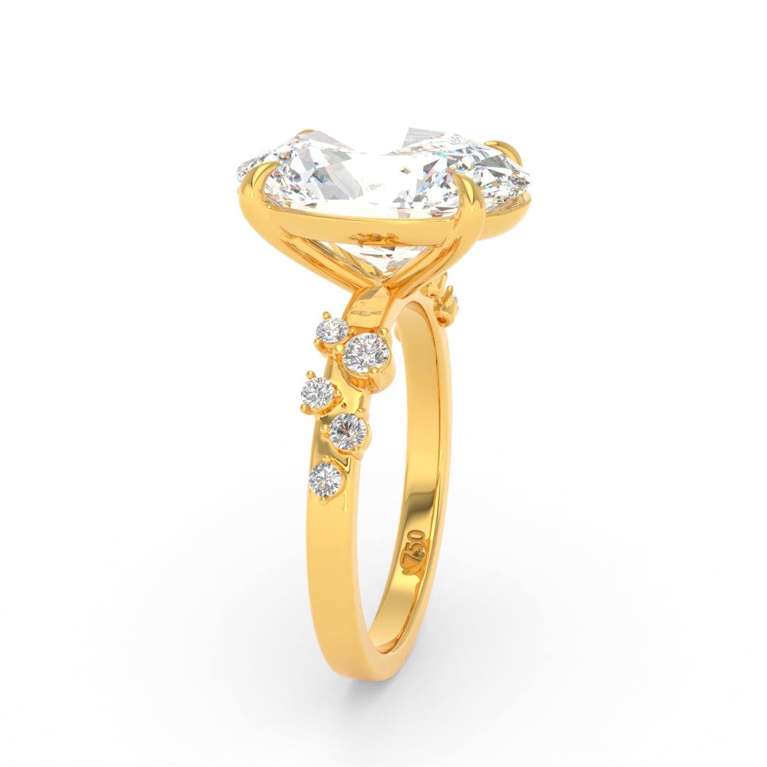 Layla Oval Cut Diamond Engagement Ring With Diamond Accent Band