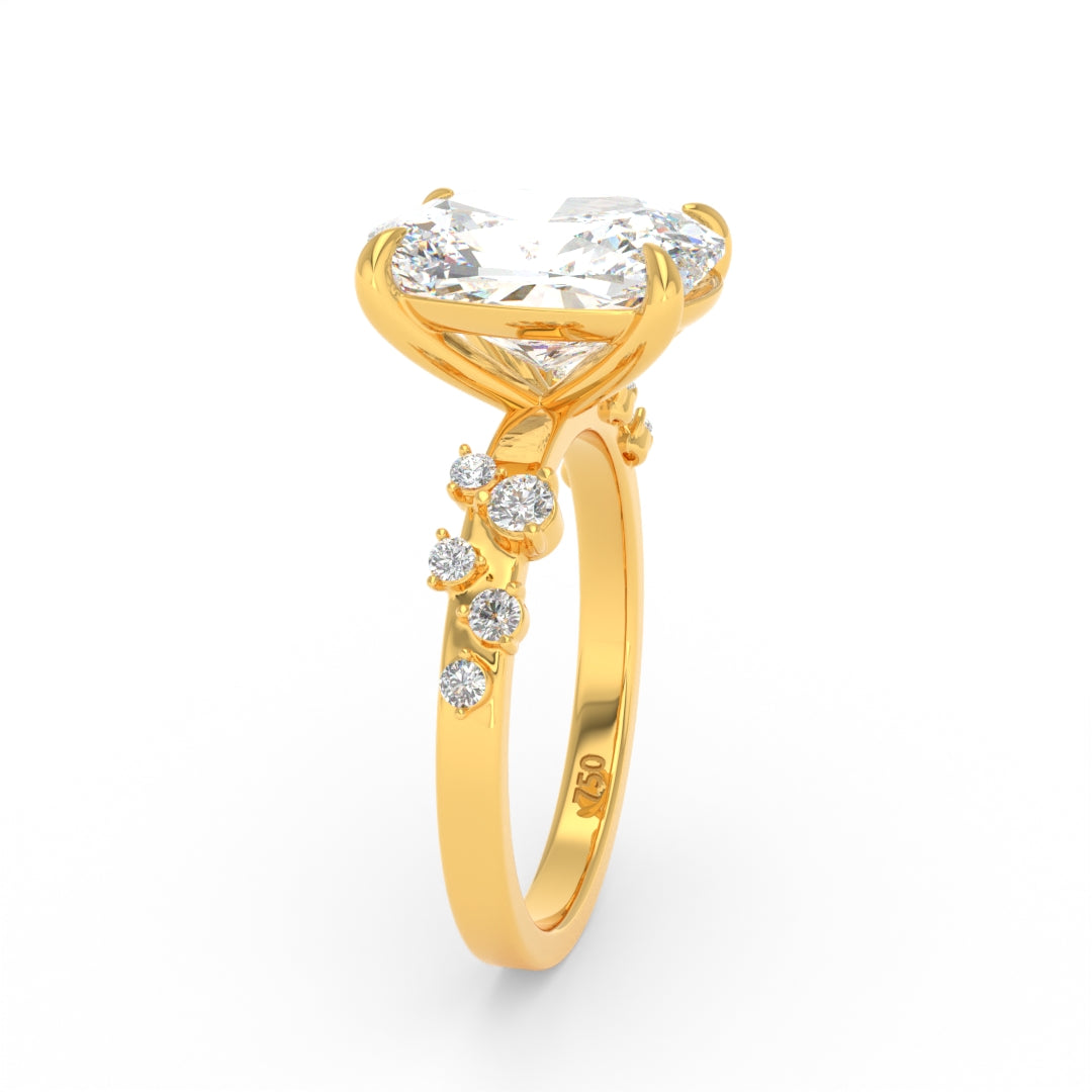 Layla Cushion Diamond Engagement Ring With Diamond Accent Band