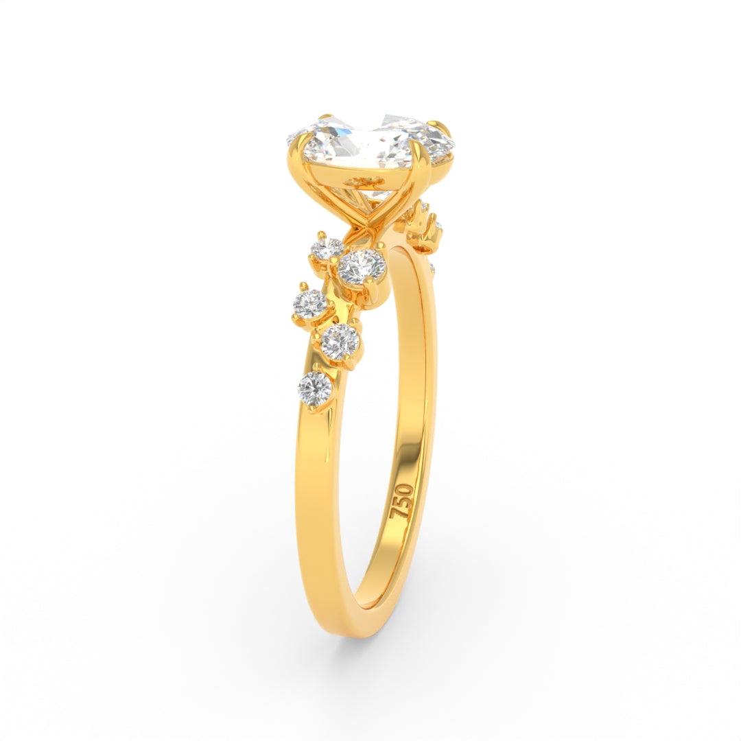 Layla Oval Cut Diamond Engagement Ring With Diamond Accent Band