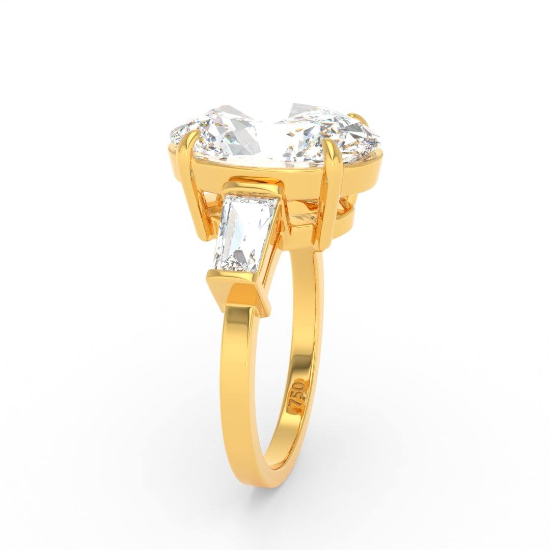 Mary Oval Cut Diamond Engagement Ring With Tapering Baguettes Cut Side Diamond