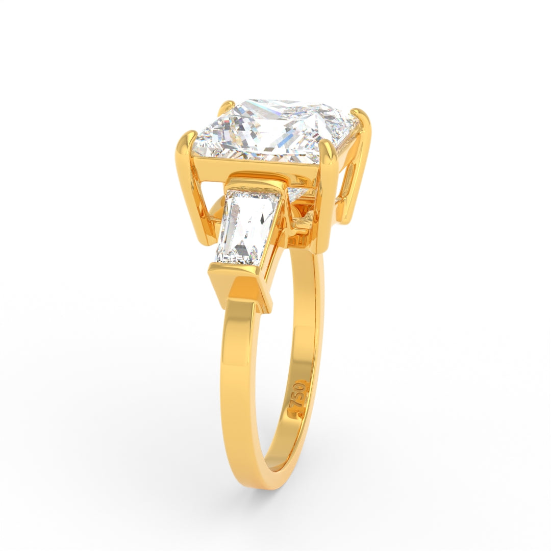 Mary Princess Cut Diamond Engagement Ring With Tapering Baguette Cut Side Diamonds