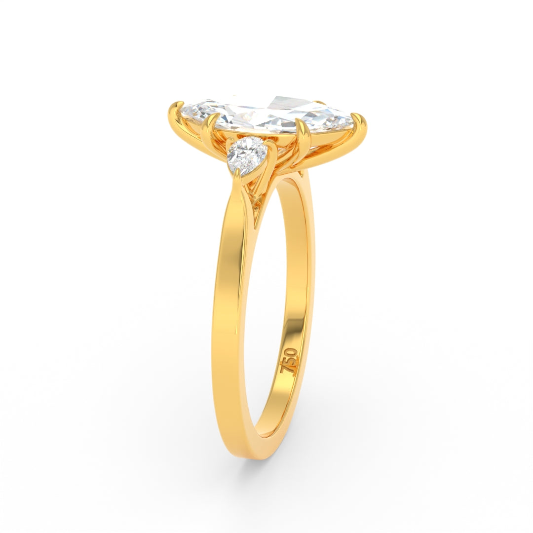 Sofia Marquise Cut Diamond Engagement Ring with Pear Cut Side Diamonds