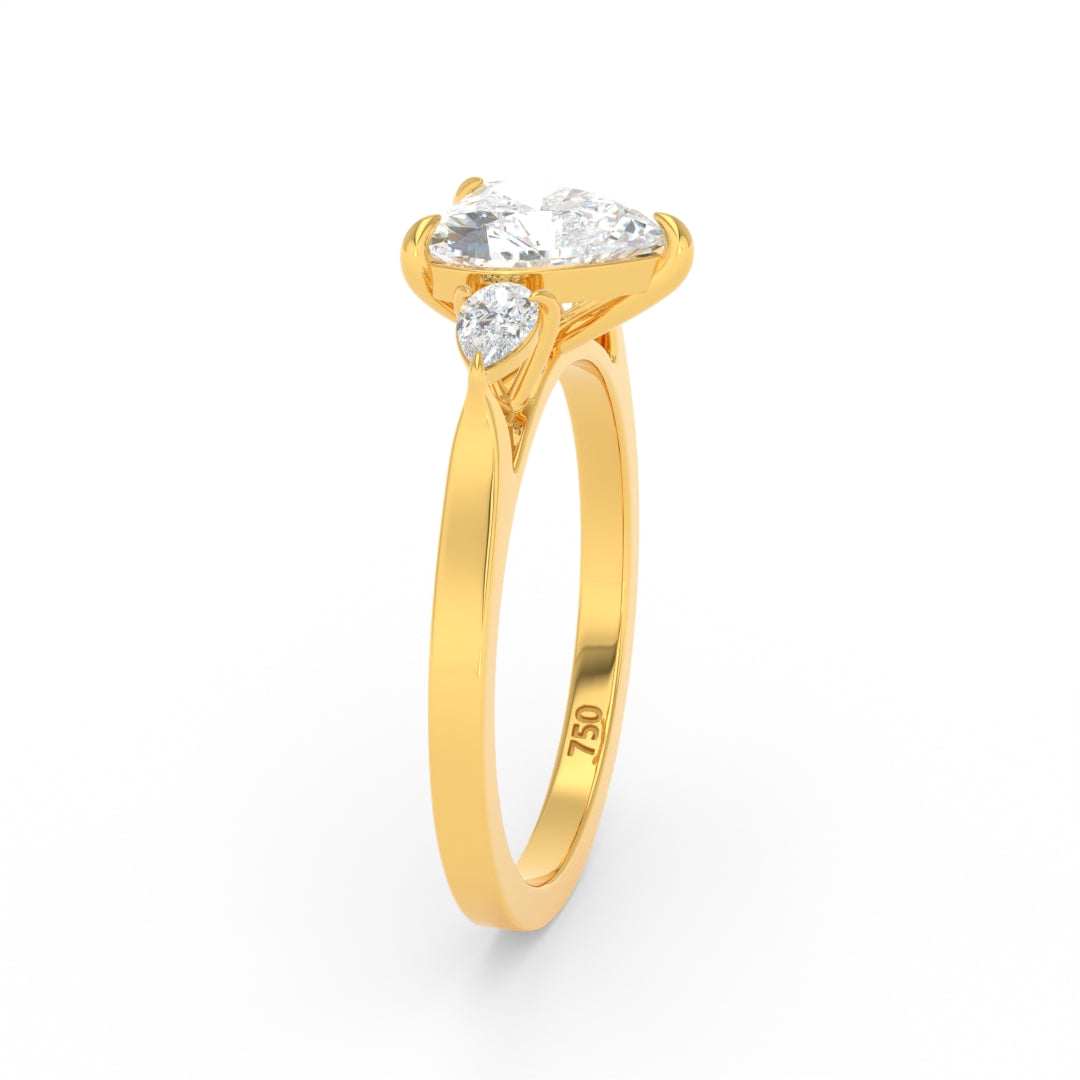 Sofia Heart Cut Diamond Engagement Ring With A Pear Cut Side Diamonds