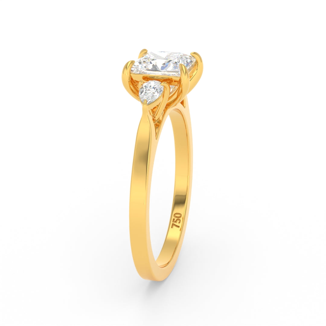 Sofia Princess Cut Diamond Engagement Ring With A Pear sides