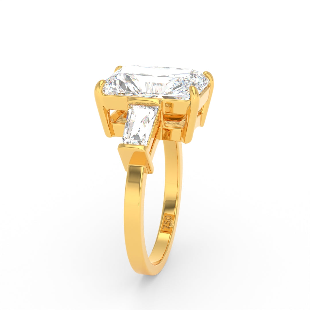 Mary Radiant Cut Diamond Engagement Ring With Tapering Baguettes Cut Side Diamonds