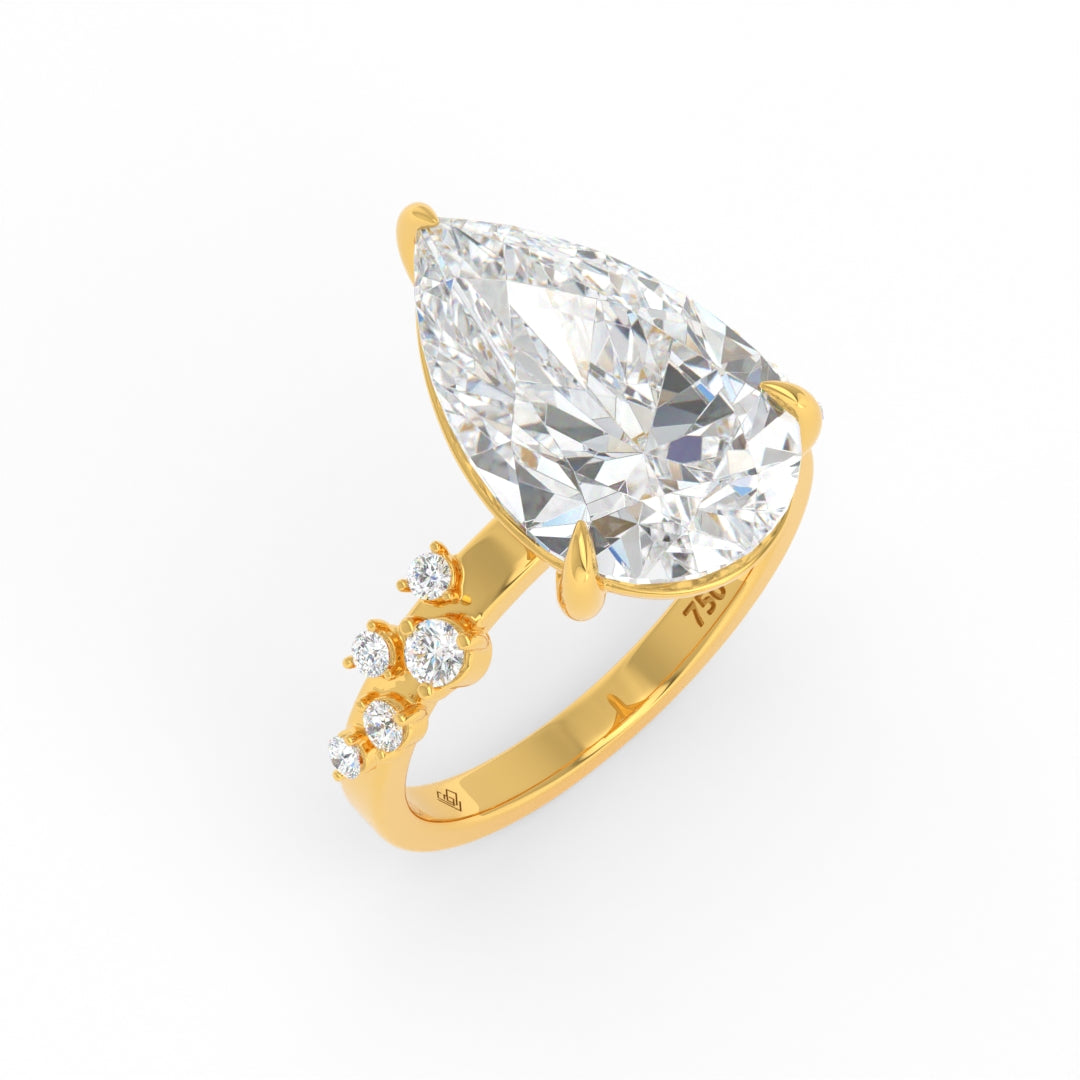 Layla Pear Cut Diamond Engagement Ring With Diamond Accent Band