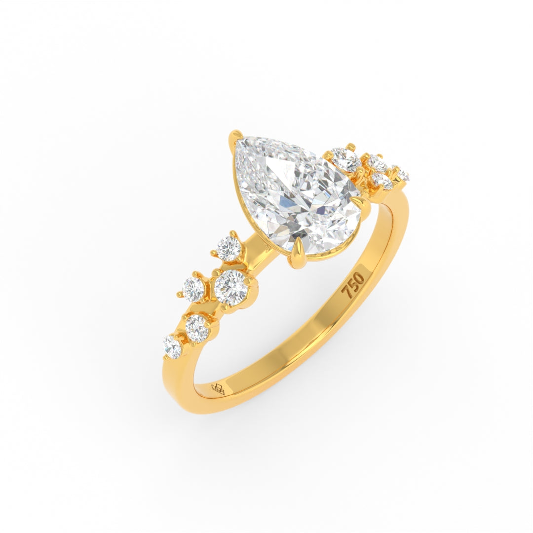 Layla Pear Cut Diamond Engagement Ring With Diamond Accent Band