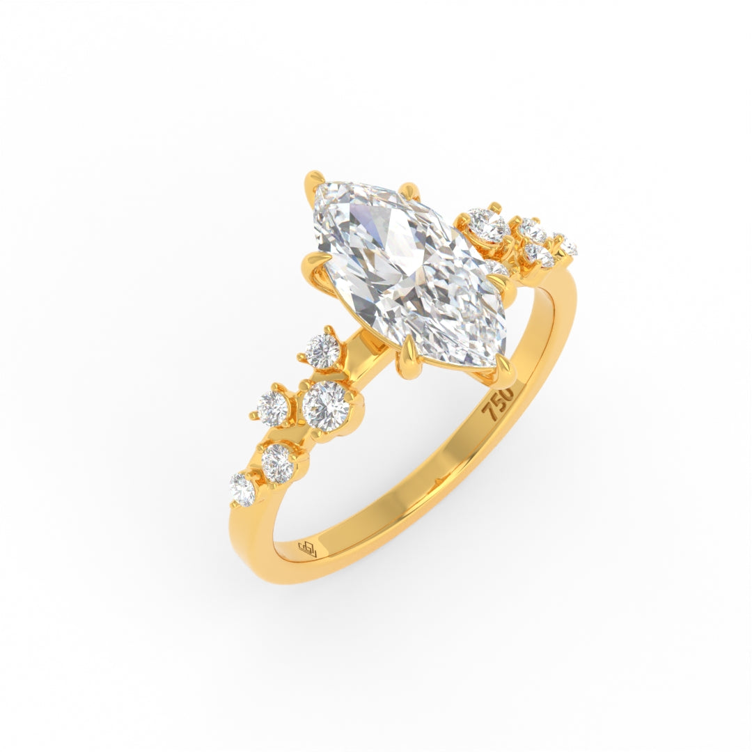Layla Marquise Cut Diamond Engagement Ring With Accent Band