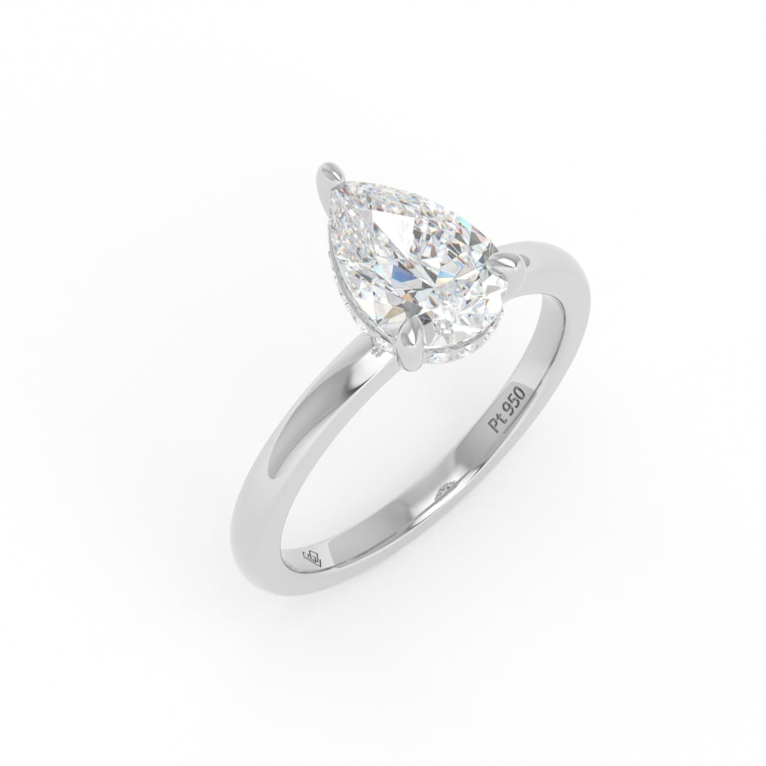 Léa Pear Cut Diamond With Hidden Halo Engagement Ring
