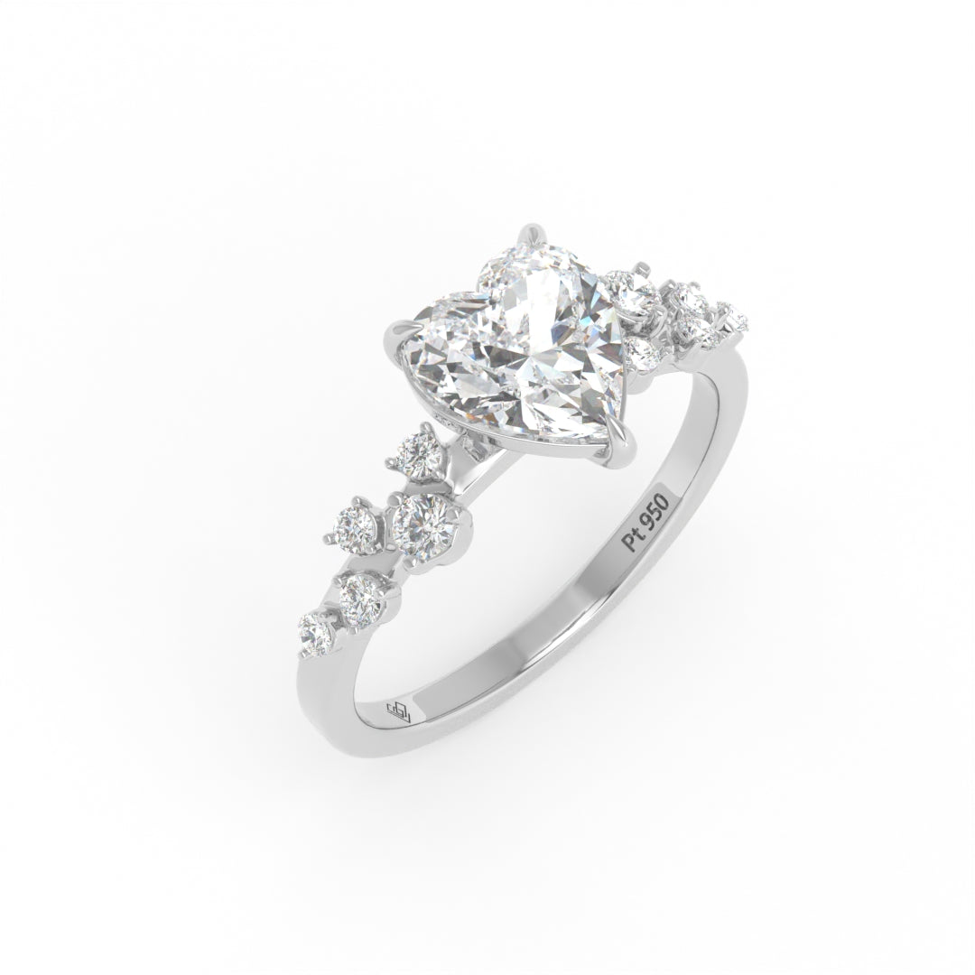 Layla Heart Cut Diamond Engagement Ring with Diamond Accent Band
