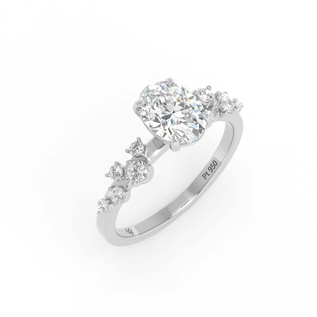 Layla Oval Cut Diamond Engagement Ring With Diamond Accent Band