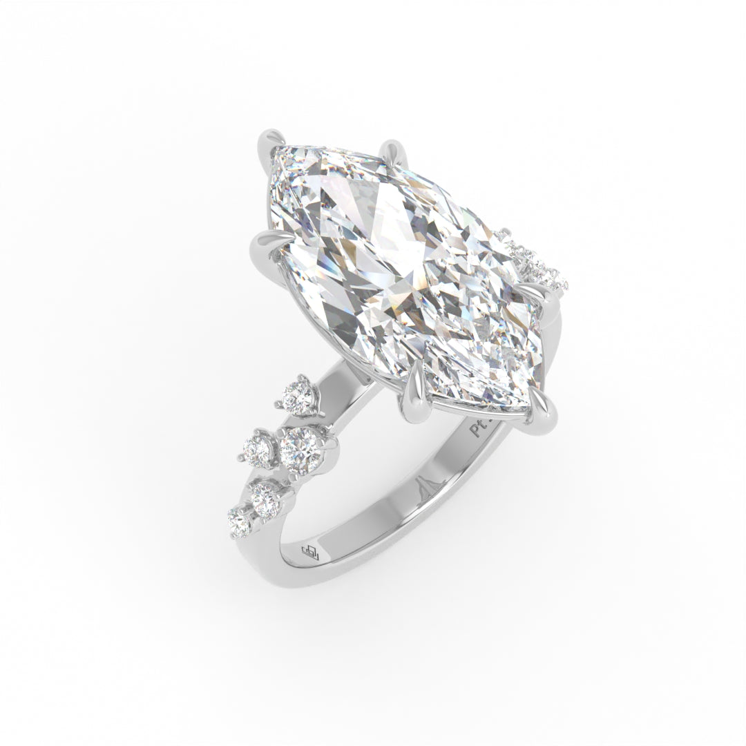 Layla Marquise Cut Diamond Engagement Ring With Accent Band