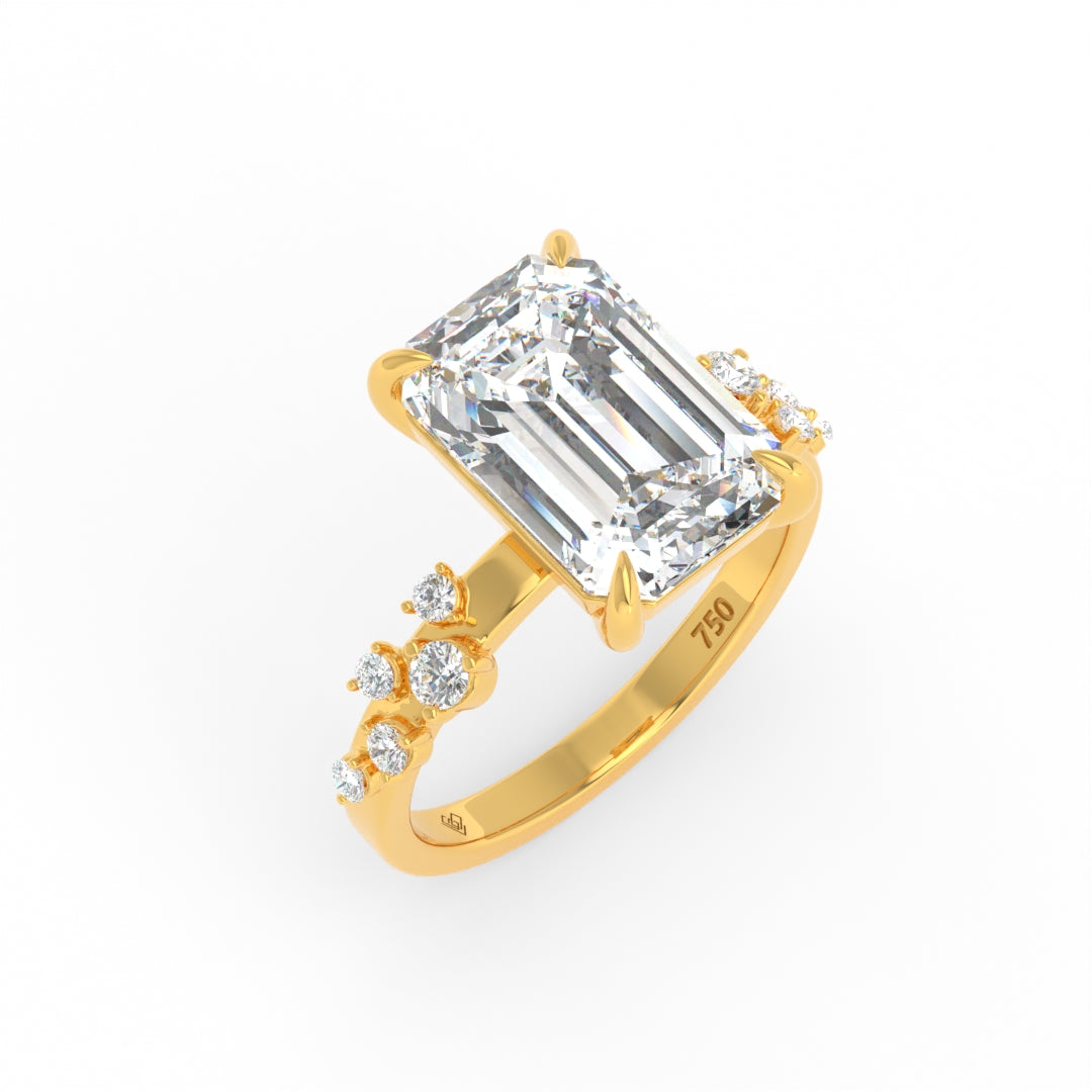 Layla Emerald Cut Diamond Engagement Ring with Accent Band