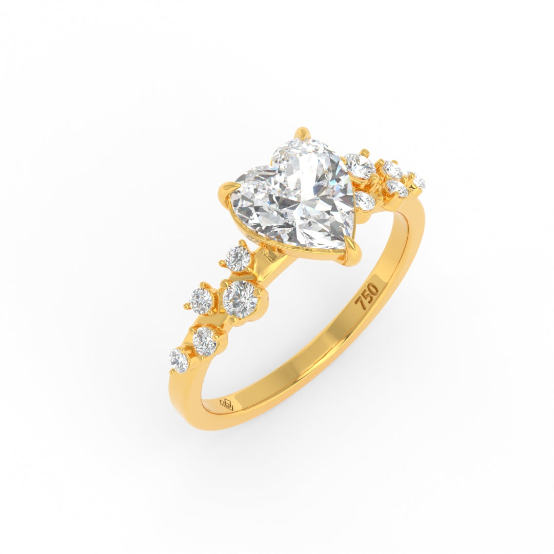 Layla Heart Cut Diamond Engagement Ring with Diamond Accent Band